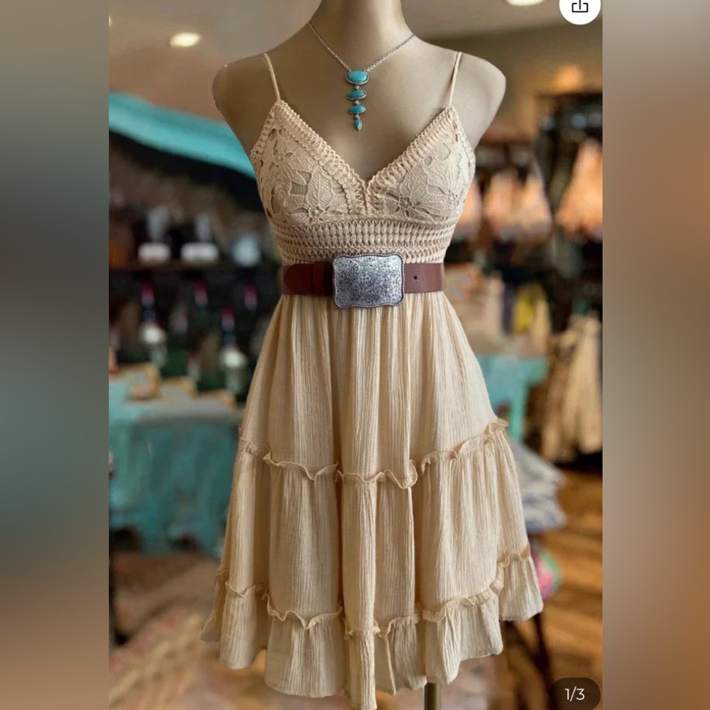 Love Tree Cream Crochet Midi Dress